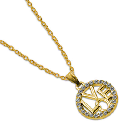 De-Ultimate Golden Stainless Steel Anti-Tarnish Circle Love Design Cubic Zirconia Pendant Gold-plated Cubic Zirconia Stainless Steel Pendant