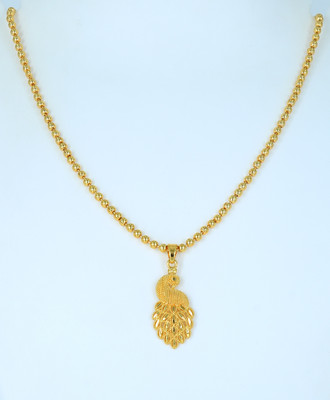 SHREEJIART DESIGNER PEACOCK PENDENT WITH BALL CHAIN Gold-plated Alloy Pendant Set