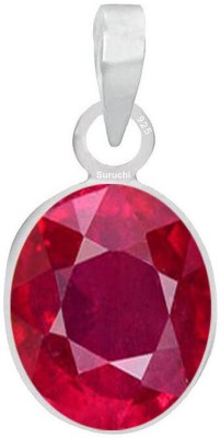 Suruchi Gems & Jewels Ruby (Manik) 10.25 Ratti or 9.50 Ct Gemstone Men & Women bis Hallmark 925 Sterling Silver Stone Pendant