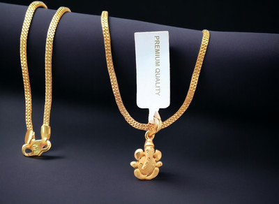 DIVS FASHION GANPATIJI PENDANT WITH CHAIN Gold-plated Brass Pendant Set