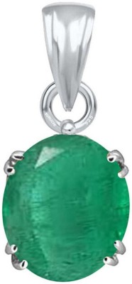 Suruchi Gems & Jewels Emerald/Panna 5.25 Ratti or 5 Ct Gemstone Men & Woman bis Hallmark 925 Sterling Silver Stone Pendant