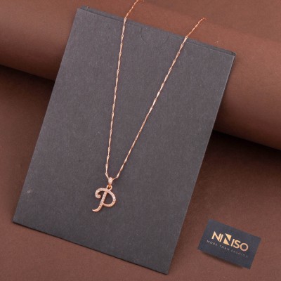 NINISO Alphabet Letter P Rhodium Cubic Zirconia Alloy Locket Set