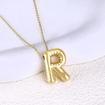 Miami Alphabet R pendant for women anti tarnish necklace chain locket korean initial Gold-plated Alloy, Metal, Stainless Steel, Brass Pendant