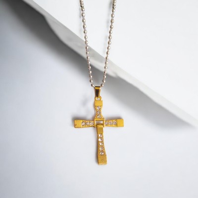 M Men Style Religious Lord Jesus Christ Cross Pendant Necklace Stainless Steel Pendant