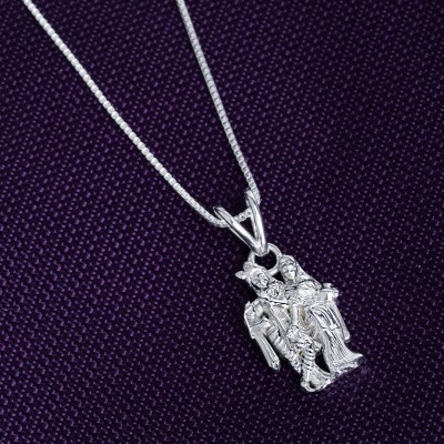 ZALKARI 925 Silver radha Krishna Pendant chain Rhodium Sterling Silver Locket