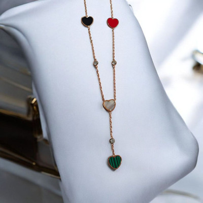 jisraa Hearts charm pendant locket necklace chain for women & girls chain for Gold-plated Stainless Steel Pendant Set