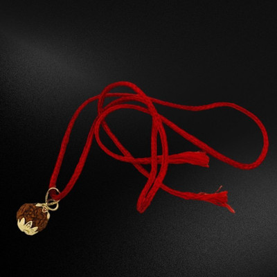Fine Creation Original 7 Mukhi Nepali Rudraksha Seven Face Rudraksh Gold-plated Wood Pendant