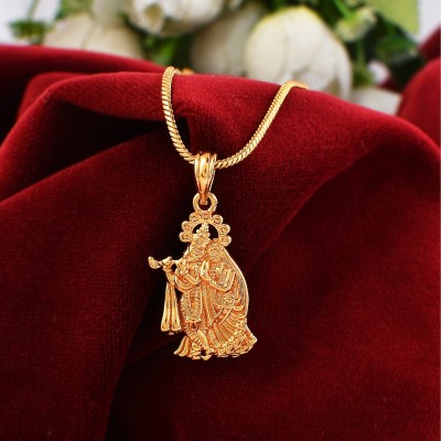 PYR Fashion Gold Plated Krishna Pendant Set With Gold Plated Chain For Grils Boys Men Women Gold-plated Brass Locket Set