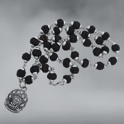 AllenDazzy Rudraksha Chain One Gram Silver Beads Brass, Wood Pendant Set