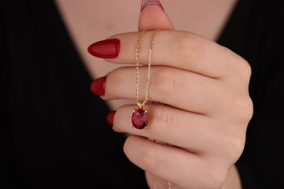 Gemzonite Ruby Pendant with Natural Manik Stone Astrological & Lab Certified Ruby Bronze Pendant