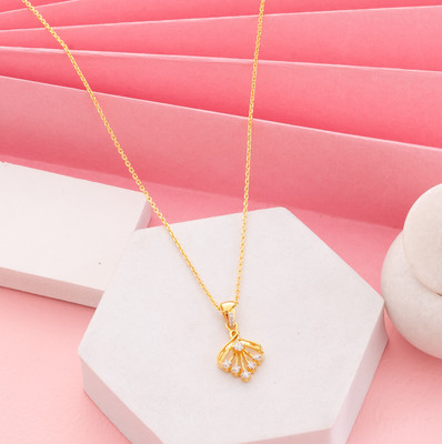 Sarika 925 Sterling Silver Gold Plated Heart Pendant with Chain for Girls and Women Gold-plated Zircon Sterling Silver Pendant Set