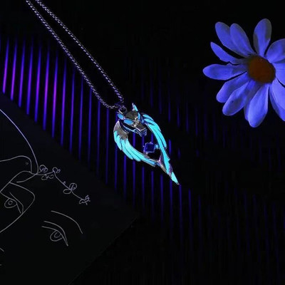 Stylewell Wolf Silver Color Pendant Chain With Radium Glow & Blue Stone – Stylish Jewelry Silver Stainless Steel Locket Set
