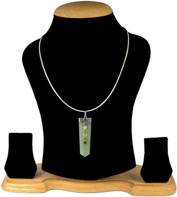 REIKI CRYSTAL PRODUCTS Natural 7 Chakra Green Jade Pendant/Locket With Metal Chain for Unisex Jade Crystal Pendant