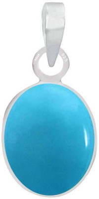 AQUAGEMS Turquoise/Firoza 10.25 Ratti or 9.5 Ct Gemstone for Men & Women bis Hallmark 925 Stone Pendant