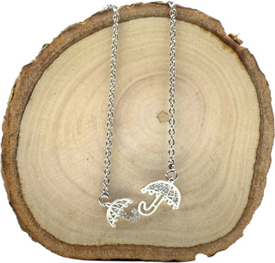 Charms ANTI-TARNISH STERLING SILK CHAIN NECKLACE FOR WOMEN & GIRLS Silver Alloy Locket Set