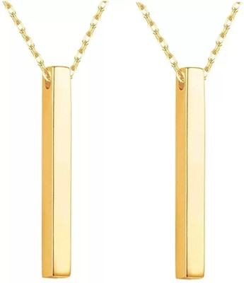 Heer Collection Vertical Bar Pendant Black Gold Silver Copper Color Design Locket Stainless Steel Pendant Set