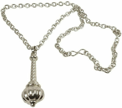 Teeragaj Stainless Steel Hanuman Gada Silver Plated Pendant For Boys And Girls Alloy