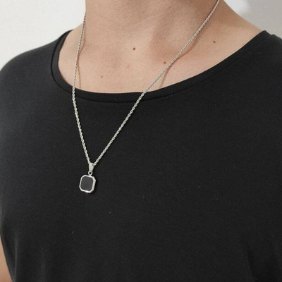 Whitechimes Silver Agate Stainless Steel Pendant