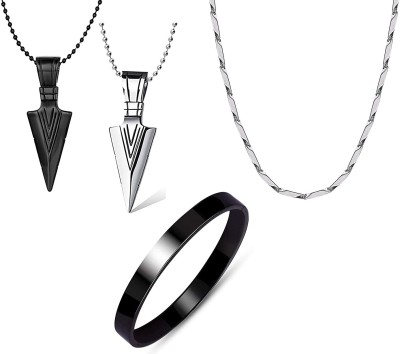 Okos Stainless Steel Black Jewellery Set(Pack of 4)