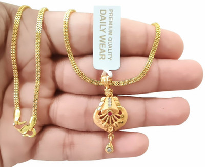SAPNAPALACE Micro gold lily deisgner with gold chain Gold-plated Brass Pendant