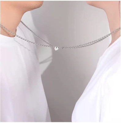 JS Enterprises Unisex Couples Broken Heart Shape Attraction Locket Pendant Necklace Silver Stainless Steel Pendant