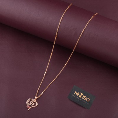 NINISO Heart Shape Alphabet Letter H Rhodium Cubic Zirconia Alloy Pendant Set