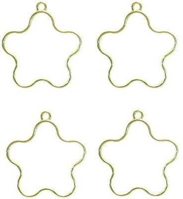 BanteyBanatey Golden Flower Shape Bezel Open Back Frame Pendants Pack of 4 pcs Metal Pendant