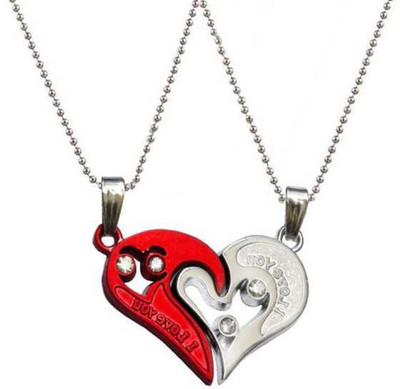 EndlessFashion F 849_RR JSE-san-red hrt po5 Rhodium Stone Pendant Set