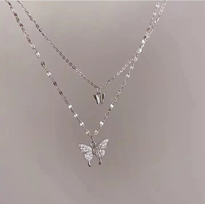 RV YUWON RV YUWON simple layered necklace for women Cubic Zirconia Silver Plated Alloy Layered