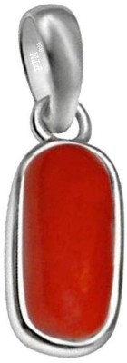 PTM Coral (Moonga) 5.25 Ratti or 5 Ct Gemstone Men & Women bis Hallmark 925 Sterling Silver Stone Pendant