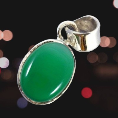 Chopra Gems A+ Quality Green Sulemani Hakik Gemstone Pendant For Men and Women's Silver Brass