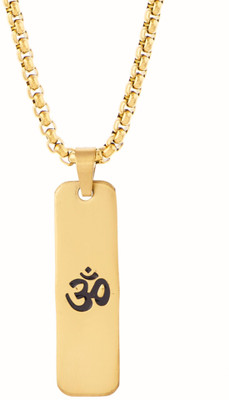 ASTHA Bhakti JEWELLERY Om Matte Finish Necklace For Men (24 Inch) Gold-plated Stainless Steel Pendant