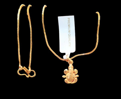 DIVS FASHION GANESHJI PENDANT WITH BOX CHAIN Gold-plated Brass Pendant Set