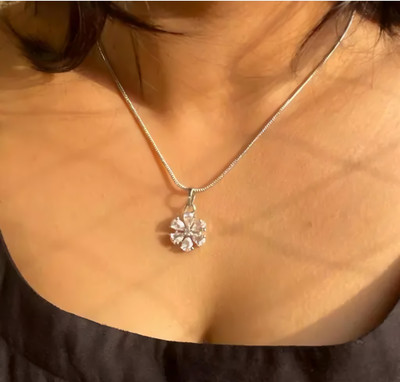 REVERSEA Waterproof Anti Tarnish Snake Patti Design 3mm Stainless Steel Gold Neck Chain 999 Silver Cubic Zirconia Alloy