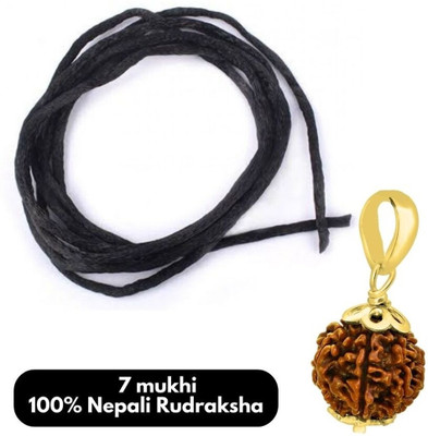 JangraBro 7 Mukhi rudraksha / 7 Face Rudraksha Nepali For Unisex Gold-plated Brass Pendant