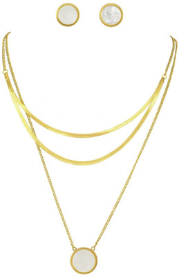 PARMONAS Stainless Steel Gold-plated Gold, White Jewellery Set(Pack of 1)