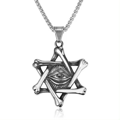 Heer Collection Fashion Jewellery Vintage Hexagram Eye waterproof Chain Pendant Necklace Stainless Steel Pendant Set