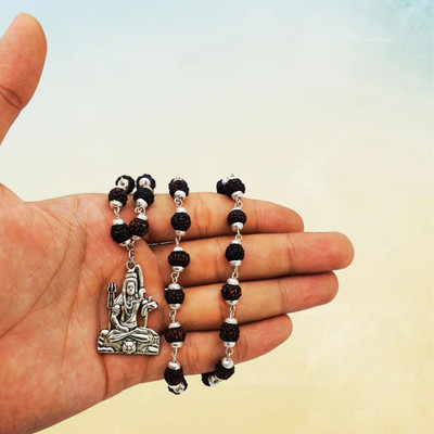 urbanzebra God Lord Shiva Mahadev Mahakaal Locket Pendant With Mala Silver Beads Brass, Wood Locket