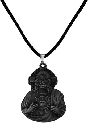 Shiv Jagdamba Religious Christian Christ Cross Jesus With Cotten Dori Pendant Necklace Rhodium Zinc, Metal Pendant