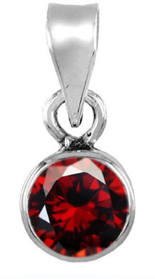 Takshila Gems Red Zircon Pendant in Silver 5 Carat Lab Certified Red Zircon Locket Cubic Zirconia Stone Locket
