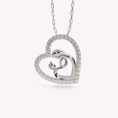 EPITOME 925 Sterling Silver Soulmates Heart Pendant for Girls & Women Rhodium Cubic Zirconia Sterling Silver Pendant