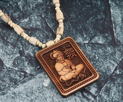 SHRI ASTHA VINAYAK Bageshwar Dham Hanuman Ji Tulsi Mala Pendant Wood