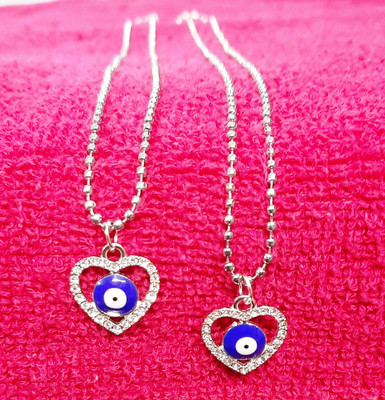 SAPTARISHI Evil Eye Heart shape Design Dimond Pendant Locket for Girls and Women Set of 2 Alloy Locket Set