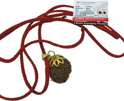 leahyallen five Mukhi Rudraksha Certified/Original Nepali 5 Mukhi Certificate Gold-plated Beads Brass, Wood Locket Set