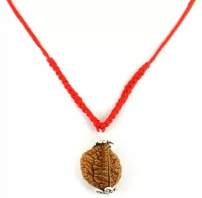 Rashifaashion Original 2 Mukhi / Do Mukhi / Two Faced Rudraksha Silver Wood Pendant