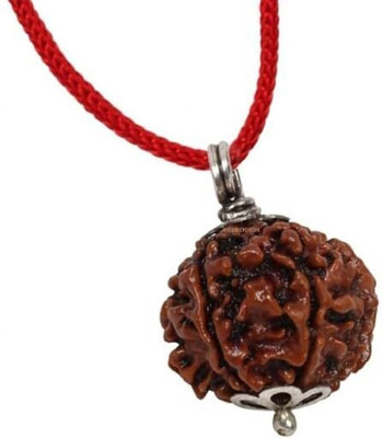 Jewelswonder Origin 5 Mukhi Rudraksha Five Face Rudraksha Metal Cap Wood Pendant