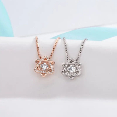 STYLE KRAFT AD CZ Dancing Diamond Star Chain Fashion Silver Korean Chain Necklace Unisex Sterling Silver, Gold-plated, Platinum Cubic Zirconia Alloy, Stainless Steel Pendant Set