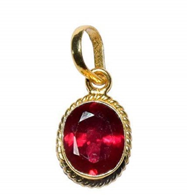 barmunda gems 11.25 Ratti Created Ruby Panchdhatu Gold Plated Pendant Locket for Men and Women Ruby Metal