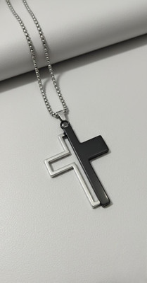 kazare Cross locket for men | lockets for men | pendant for men | Cross pendant Rhodium Alloy Locket