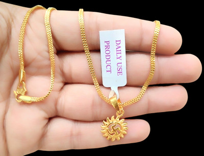 DIVS FASHION SUN DESIGN PENDANT WITH CHAIN Gold-plated Brass Pendant Set